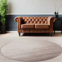 Sky Rund Kortluvet tæppe Ensfarvet - Beige