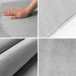 Sky Rund Kortluvet tæppe Ensfarvet - Sølv