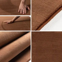 Sky Rund Kortluvet tæppe Ensfarvet - Brun