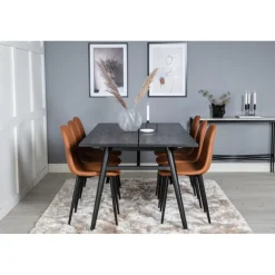 Slankt t Spisebordssæt - Sort og Brun