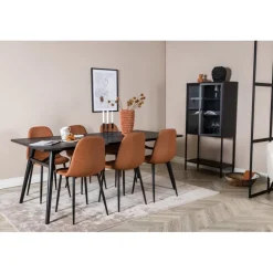 Slankt t Spisebordssæt - Sort og Brun