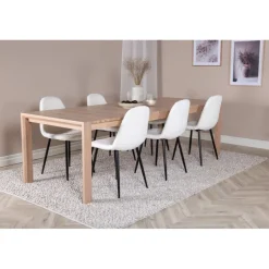 Slider Spisebordssæt - Sort, Natur og Hvid