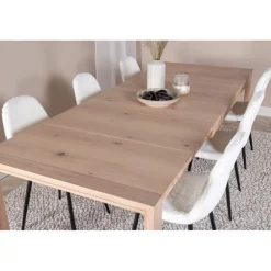 Slider Spisebordssæt - Sort, Natur og Hvid