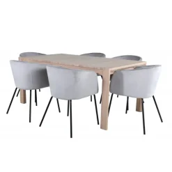 Slider Spisebordssæt - Sort, Lysegrå, Natur og Hvid