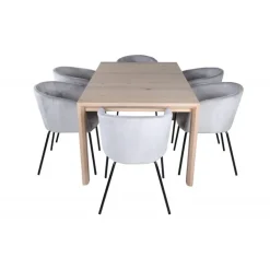 Slider Spisebordssæt - Sort, Lysegrå, Natur og Hvid