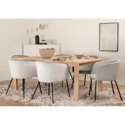 Slider Spisebordssæt - Sort, Lysegrå, Natur og Hvid