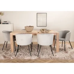 Slider Spisebordssæt - Sort, Lysegrå, Natur og Hvid