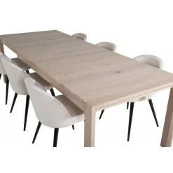 Slider t Spisebordssæt - Beige, Sort og Natur og Hvid