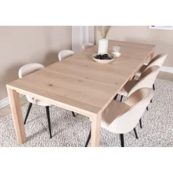 Slider t Spisebordssæt - Beige, Sort og Natur og Hvid