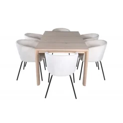 Slider t Spisebordssæt - Beige, Sort og Natur og Hvid