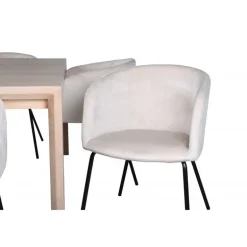 Slider t Spisebordssæt - Beige, Sort og Natur og Hvid