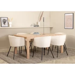 Slider t Spisebordssæt - Beige, Sort og Natur og Hvid