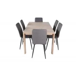 Slider t Spisebordssæt - Sort, Grå, Natur og Hvid