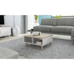 Sofabord 60 LOTTA diamant Hvid/Sonoma eg.