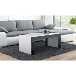 Sofabord TESS Hvid/Sort lamel