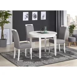 SORBUS Rund Spisebord med udtræk 100cm udvides til 200cm - Hvid