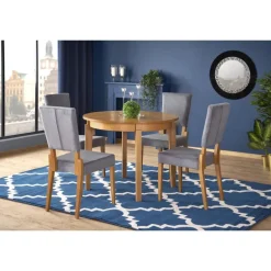 SORBUS Rund Spisebord med udtræk 100cm udvides til 200cm Honningeg