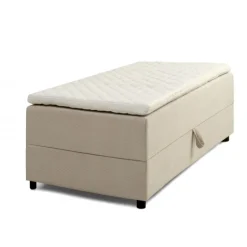 SPACE 7-Zonet 80x200 cm Boksmadras seng med opbevaring Beige Fløjl