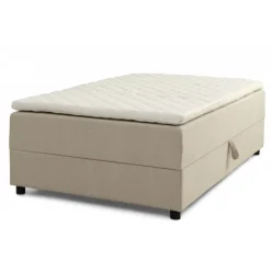 SPACE 7-Zonet 120x200 cm Boksmadras seng med opbevaring Beige Fløjl