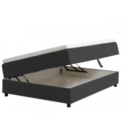SPACE 7-Zonet 140x200 cm Boksmadras seng med opbevaring mørkegrå