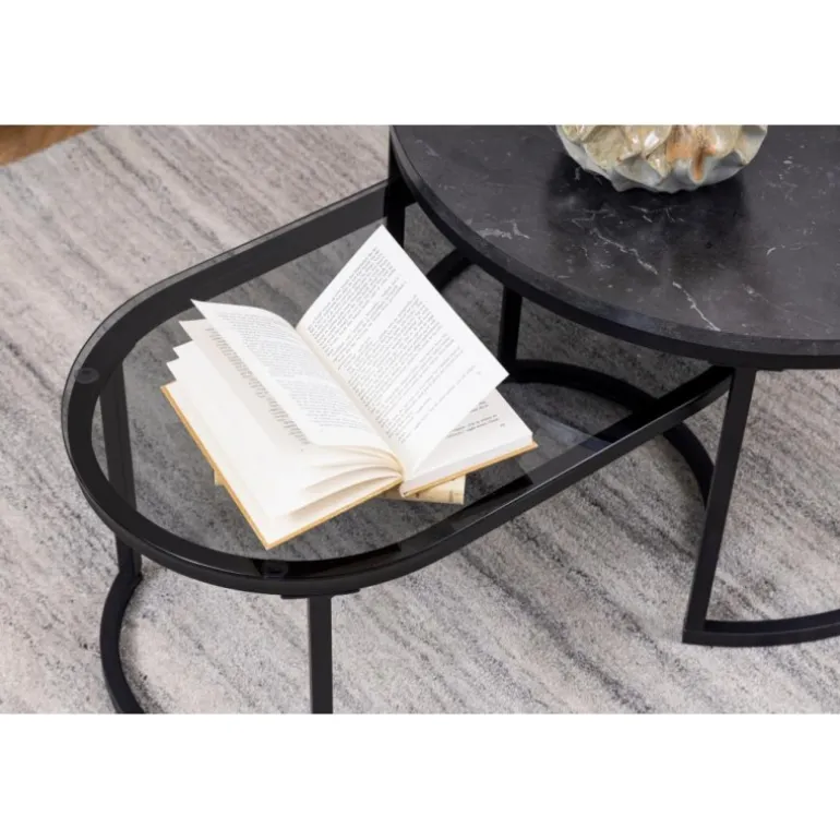 Spiro sofabord grå;sort MDF