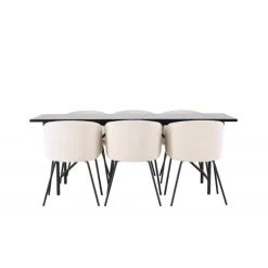 Spisebordssæt Astrid med Berit Spisebordsstole - Beige og Sort