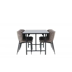 Spisebordssæt Astrid med Modesto Spisebordsstole - Sort og Mørkegrå
