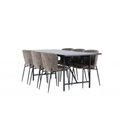 Spisebordssæt Astrid med Modesto Spisebordsstole - Sort og Mørkegrå