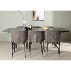 Spisebordssæt Astrid med Modesto Spisebordsstole - Sort og Mørkegrå