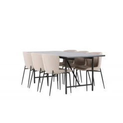 Spisebordssæt Astrid med Spisebordsstole Modesto - Beige og Sort