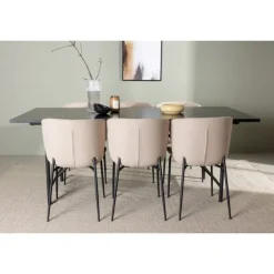 Spisebordssæt Astrid med Spisebordsstole Modesto - Beige og Sort