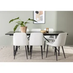 Spisebordssæt Astrid med Spisebordsstolene Night - Sort og Hvid