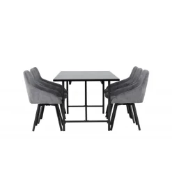 Spisebordssæt Astrid med Spisebordsstole Rosie - Sort og Grå