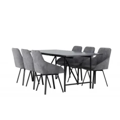 Spisebordssæt Astrid med Spisebordsstole Rosie - Sort og Grå