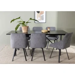 Spisebordssæt Astrid med Spisebordsstole Rosie - Sort og Grå