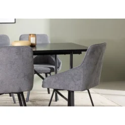 Spisebordssæt Astrid med Spisebordsstole Rosie - Sort og Grå