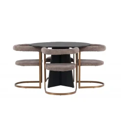 Spisebordssæt Bootcut med stole fra Morning-serien - Sort og Brun