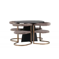 Spisebordssæt Bootcut med stole fra Morning-serien - Sort og Brun