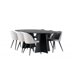 Spisebordssæt Bootcut med Spisebordsstole i Velour