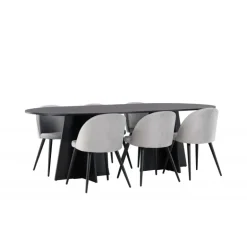 Spisebordssæt Bootcut med Spisebordsstole i Velour