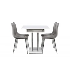 Spisebordssæt Disa med Spisebordsstole Eva - Lysegrå og Hvid