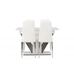 Spisebordssæt Disa med Spisebordsstole Pastill - Hvid