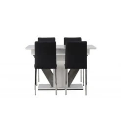 Spisebordssæt Disa med Spisebordsstole Lily - Sort og Hvid