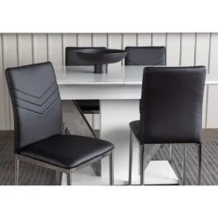 Spisebordssæt Disa med Spisebordsstole Lily - Sort og Hvid