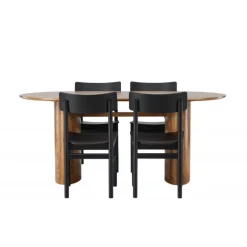 Spisebordssæt Isolde med Montros stole - Sort og Natur