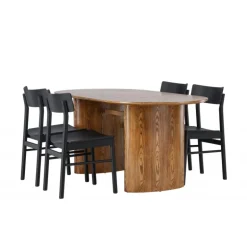 Spisebordssæt Isolde med Montros stole - Sort og Natur