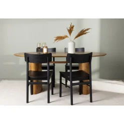 Spisebordssæt Isolde med Montros stole - Sort og Natur