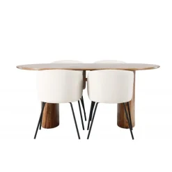 Spisebordssæt Isolde med stole Berit - Beige og Natur