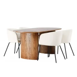 Spisebordssæt Isolde med stole Berit - Beige og Natur