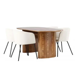 Spisebordssæt Isolde med stole Berit - Beige og Natur